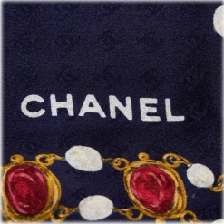 Chanel Vintage - Jewelry Printed Silk Scarf - Blue - Silk Foulard - Luxury High Quality - Avvenice