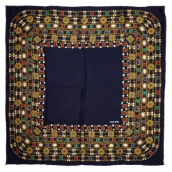 Chanel Vintage - Jewelry Printed Silk Scarf - Blue - Silk Foulard - Luxury High Quality - Avvenice