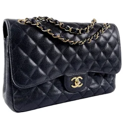 Chanel Vintage - Jumbo Classic Lambskin Double Flap - Black - Leather and Lambskin Handbag - Luxury High Quality - Avvenice