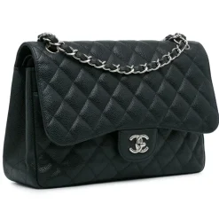 Chanel Vintage - Jumbo Classic Caviar Double Flap - Black - Leather and Lambskin Handbag - Luxury High Quality - Avvenice