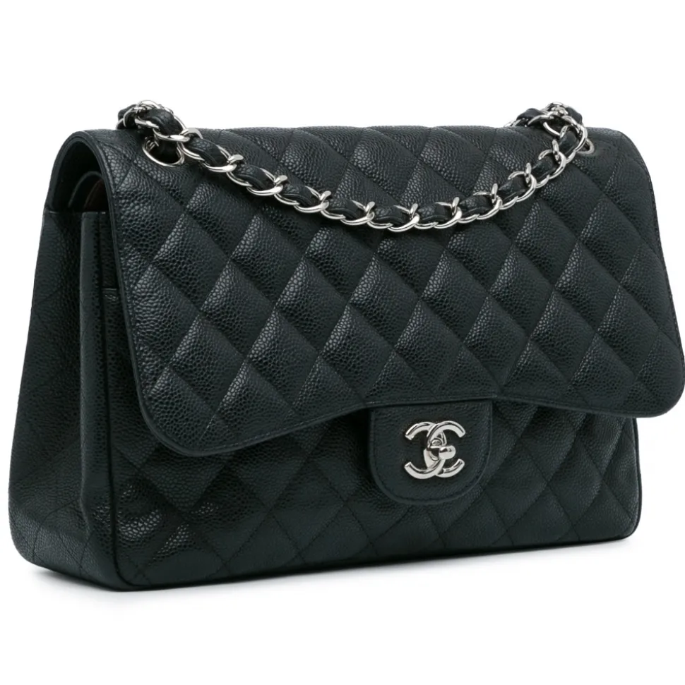 Chanel Vintage - Jumbo Classic Caviar Double Flap - Black - Leather and Lambskin Handbag - Luxury High Quality - Avvenice