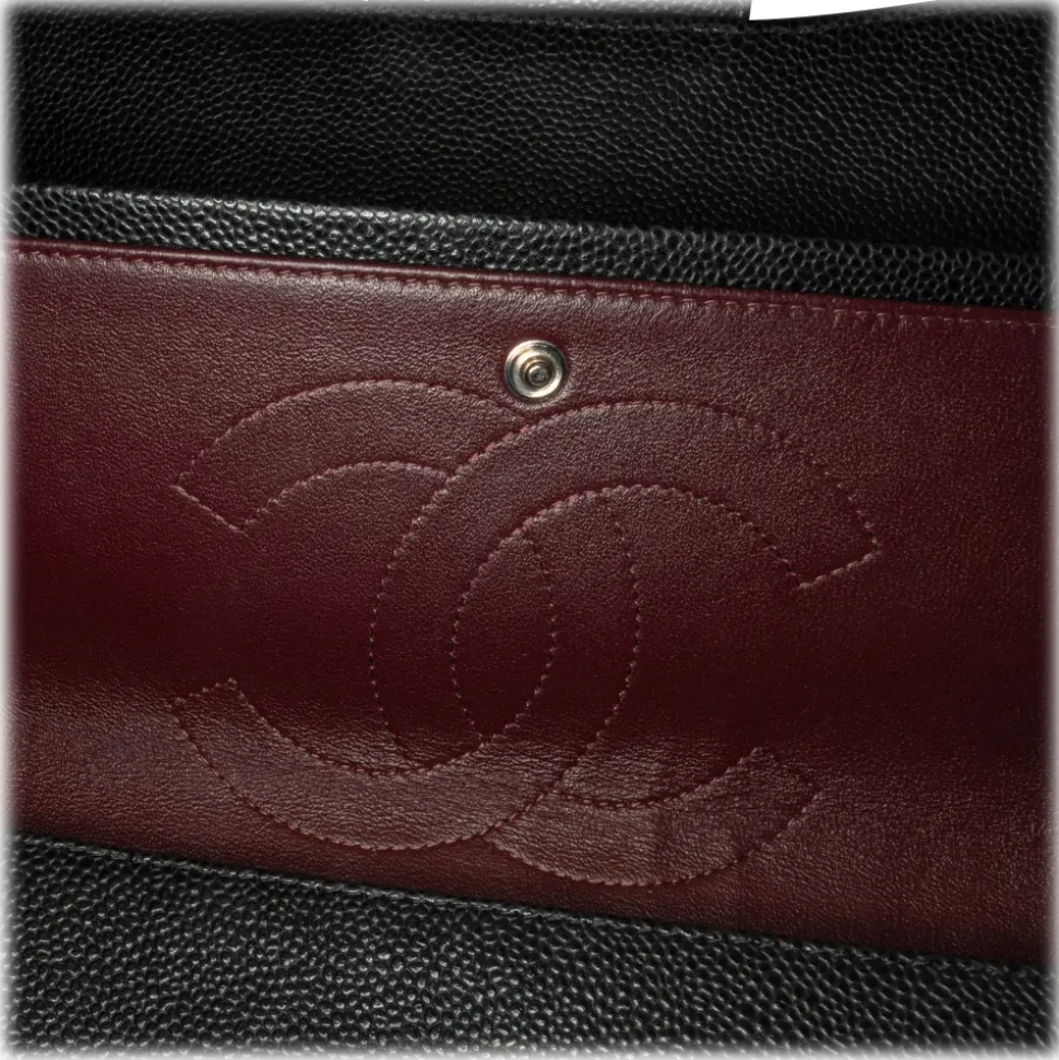 Chanel Vintage - Jumbo Classic Caviar Double Flap - Black - Leather and Lambskin Handbag - Luxury High Quality - Avvenice