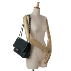 Chanel Vintage - Jumbo Classic Caviar Double Flap - Black - Leather and Lambskin Handbag - Luxury High Quality - Avvenice