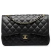 Chanel Vintage - Jumbo Classic Caviar Double Flap - Black - Leather and Lambskin Handbag - Luxury High Quality - Avvenice