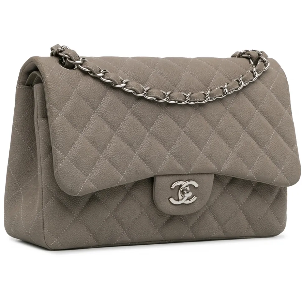 Chanel Vintage - Jumbo Classic Caviar Double Flap - Gray - Leather and Lambskin Handbag - Luxury High Quality - Avvenice