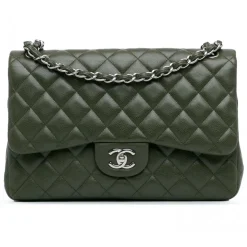 Chanel Vintage - Jumbo Classic Caviar Double Flap - Green - Leather and Lambskin Handbag - Luxury High Quality - Avvenice