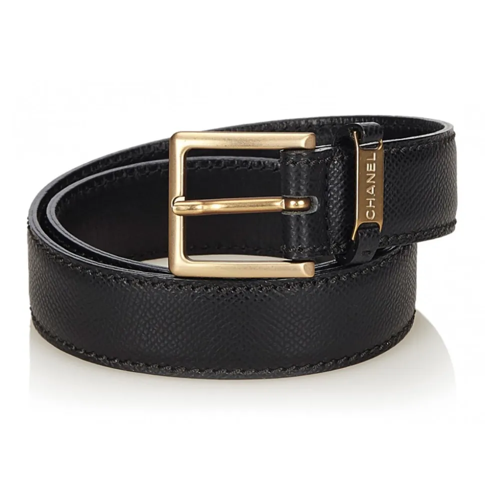 Chanel Vintage - Leather Belt - Black Gold - Chanel Leather Belt - Luxury High Quality - Avvenice