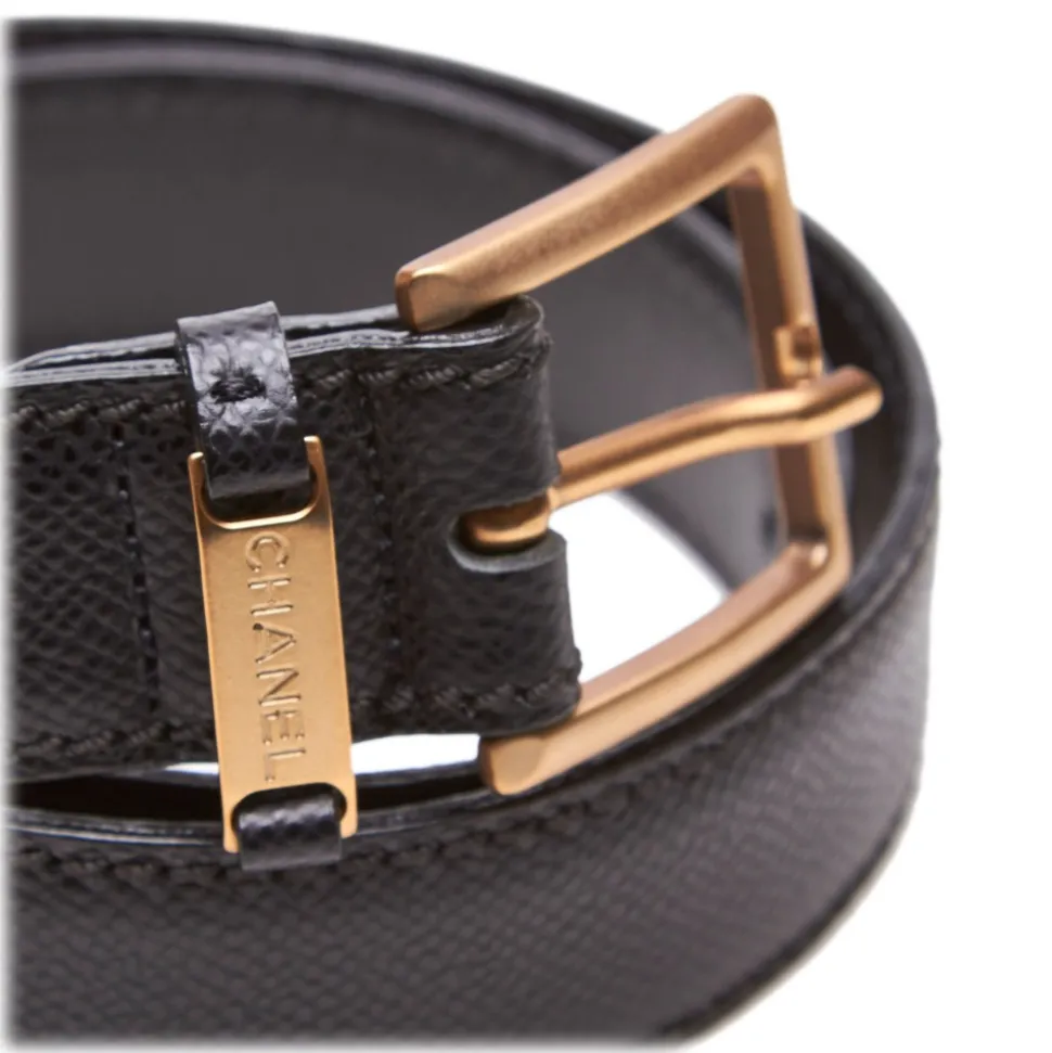 Chanel Vintage - Leather Belt - Black Gold - Chanel Leather Belt - Luxury High Quality - Avvenice