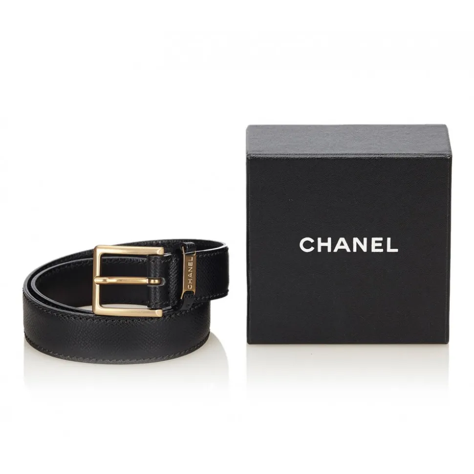 Chanel Vintage - Leather Belt - Black Gold - Chanel Leather Belt - Luxury High Quality - Avvenice