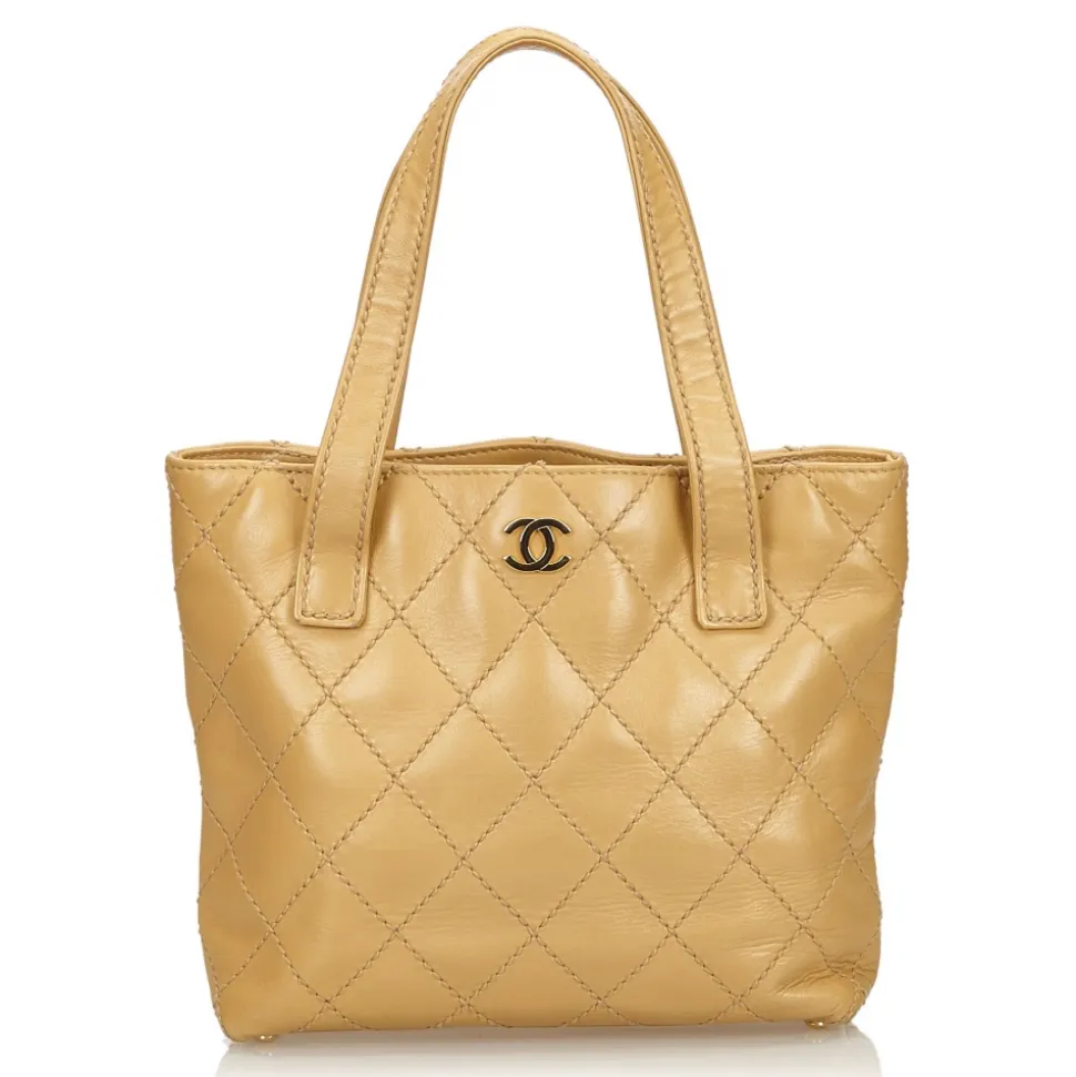 Chanel Vintage - Leather Surpique Handbag Bag - Brown - Leather Handbag - Luxury High Quality - Avvenice