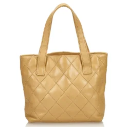 Chanel Vintage - Leather Surpique Handbag Bag - Brown - Leather Handbag - Luxury High Quality - Avvenice