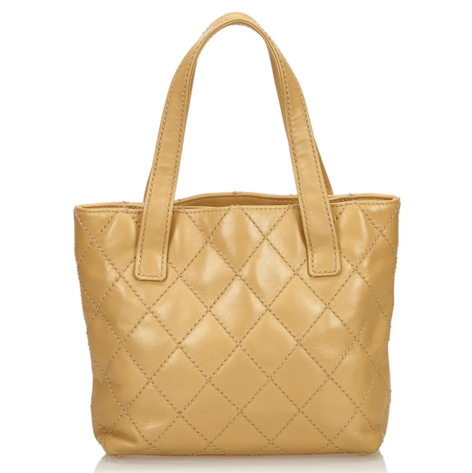 Chanel Vintage - Leather Surpique Handbag Bag - Brown - Leather Handbag - Luxury High Quality - Avvenice