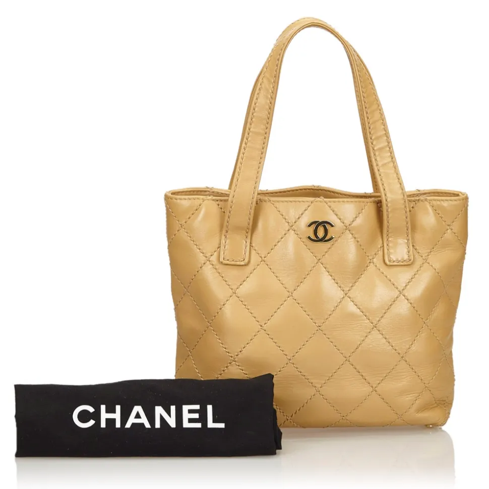 Chanel Vintage - Leather Surpique Handbag Bag - Brown - Leather Handbag - Luxury High Quality - Avvenice