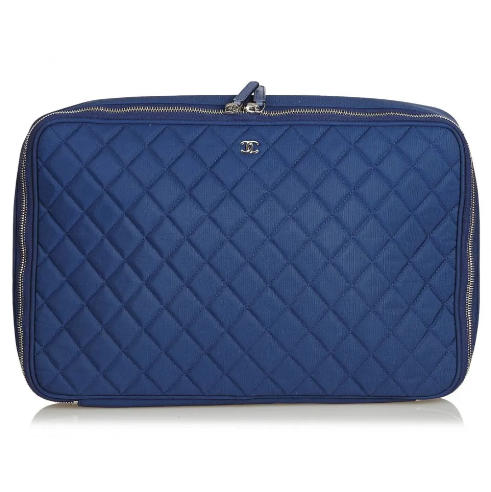 Chanel Vintage - Matelasse Laptop Bag - Blue Navy - Canvar Handbag - Luxury High Quality - Avvenice