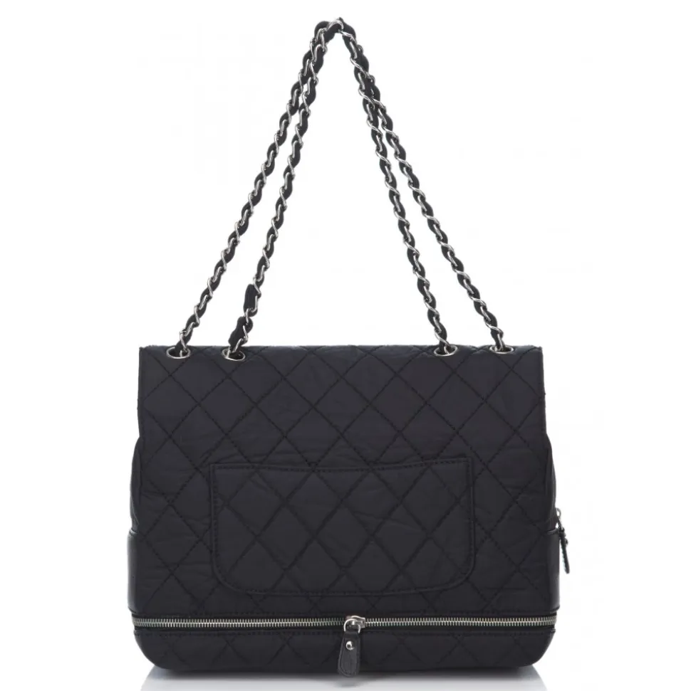 Chanel Vintage - Matelasse Chain Nylon Flap Shoulder Bag - Black - Leather and Canvas Handbag - Luxury High Quality - Avvenice