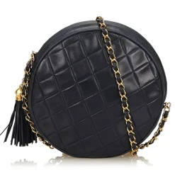 Chanel Vintage - Matelasse Tassel Lambskin Leather Bag - Black - Leather and Lambskin Handbag - Luxury High Quality - Avvenice