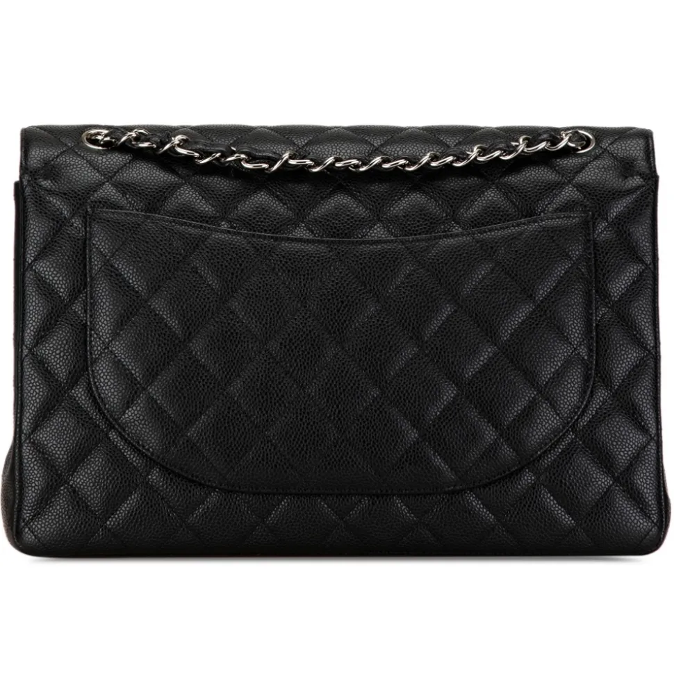 Chanel Vintage - Maxi Classic Caviar Double Flap - Black - Leather and Lambskin Handbag - Luxury High Quality - Avvenice