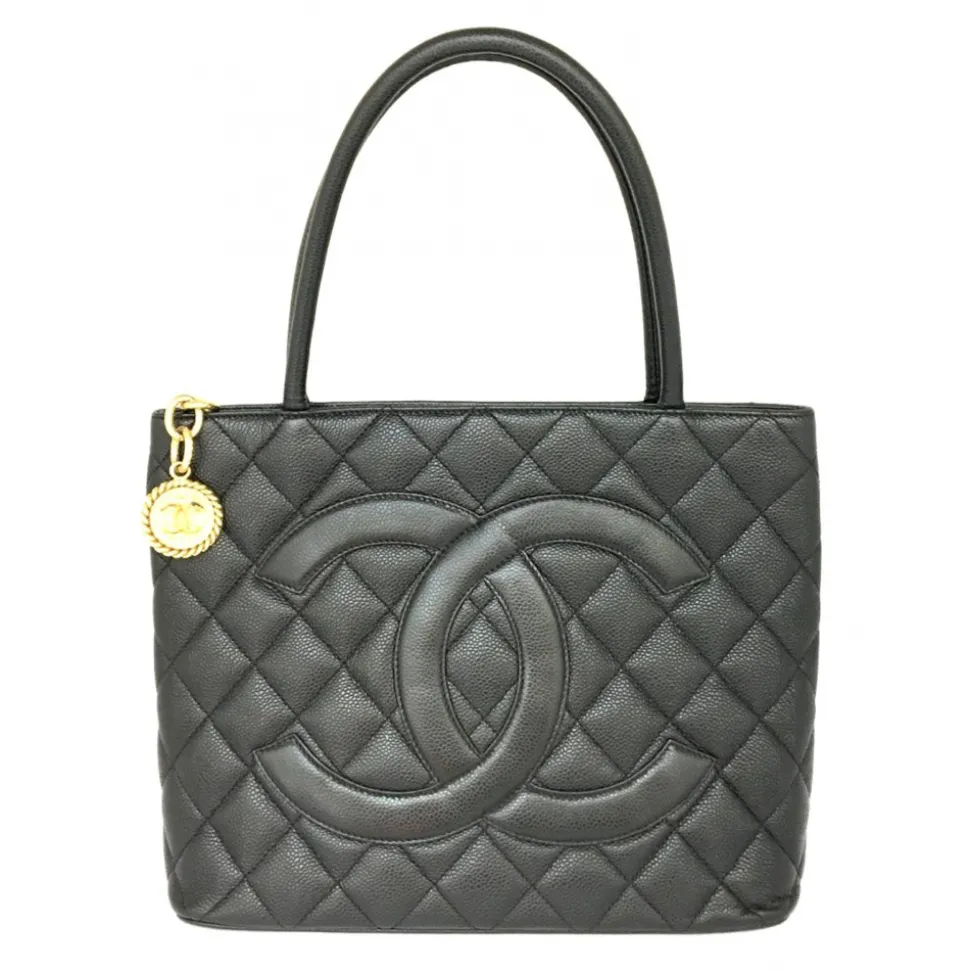Chanel Vintage - Medallion Caviar Leather Tote Bag - Black - Caviar Leather Handbag - Luxury High Quality - Avvenice