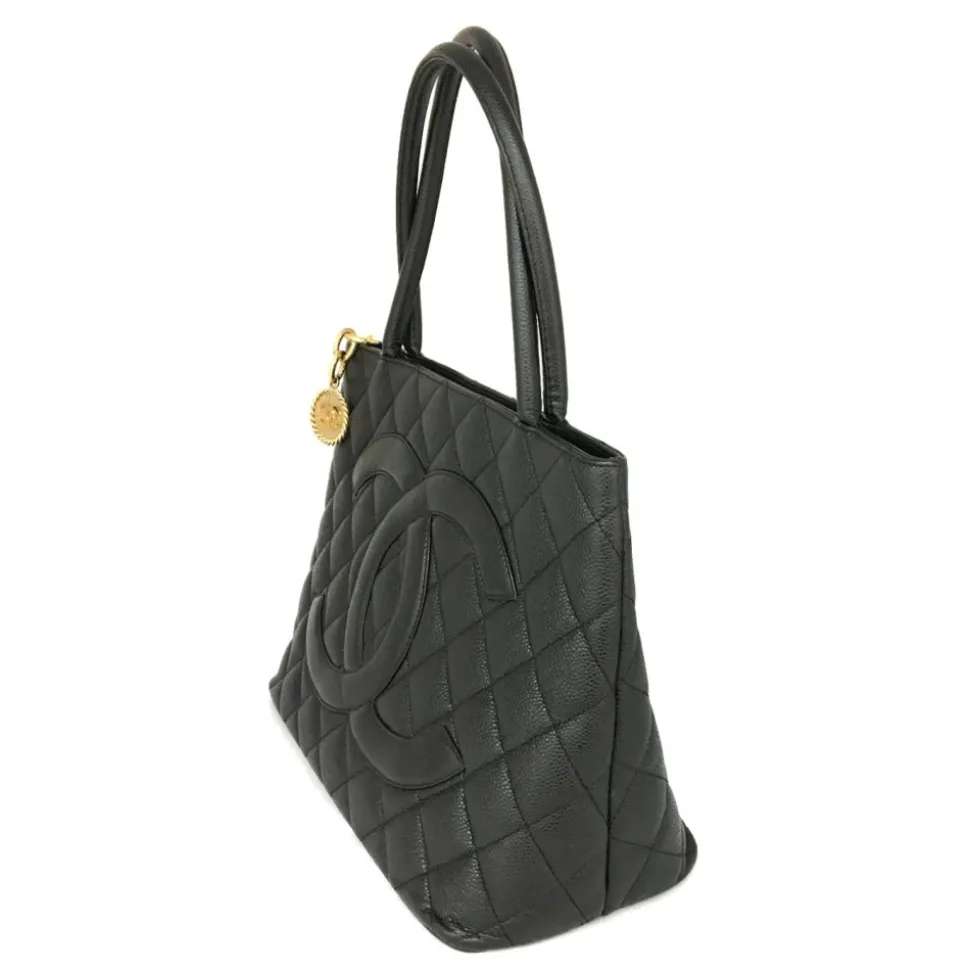 Chanel Vintage - Medallion Caviar Leather Tote Bag - Black - Caviar Leather Handbag - Luxury High Quality - Avvenice