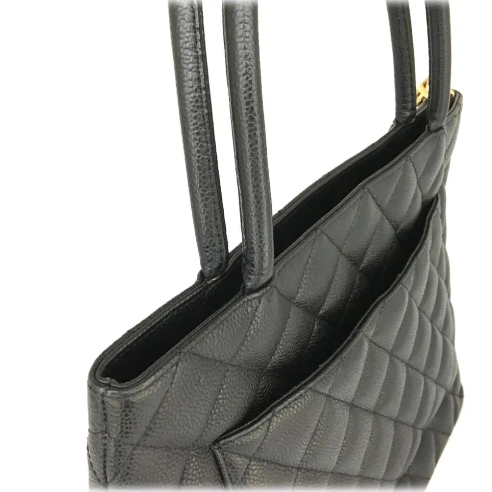 Chanel Vintage - Medallion Caviar Leather Tote Bag - Black - Caviar Leather Handbag - Luxury High Quality - Avvenice