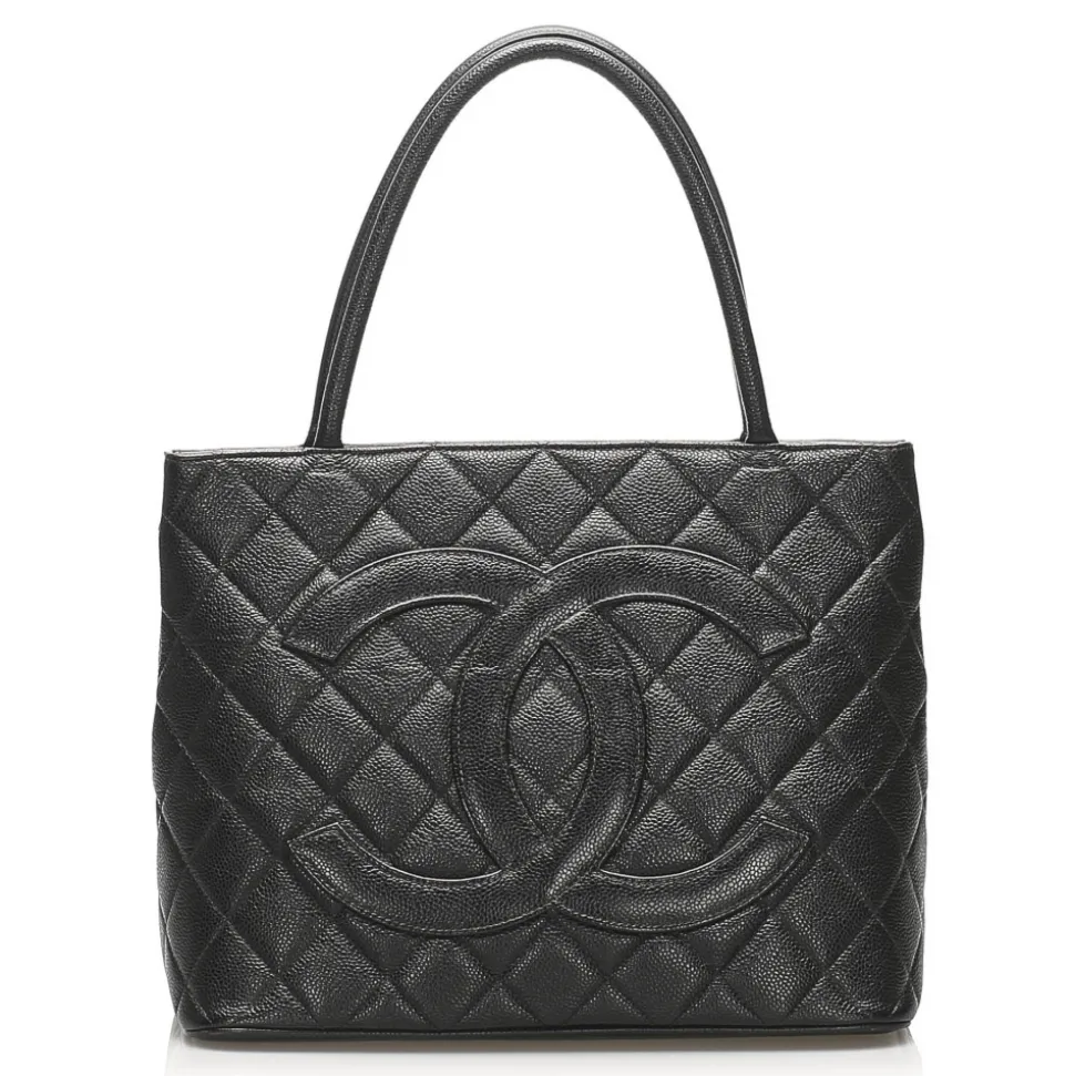 Chanel Vintage - Medallion Caviar Leather Tote Bag - Black - Caviar Leather Handbag - Luxury High Quality - Avvenice