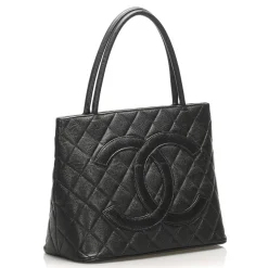 Chanel Vintage - Medallion Caviar Leather Tote Bag - Black - Caviar Leather Handbag - Luxury High Quality - Avvenice