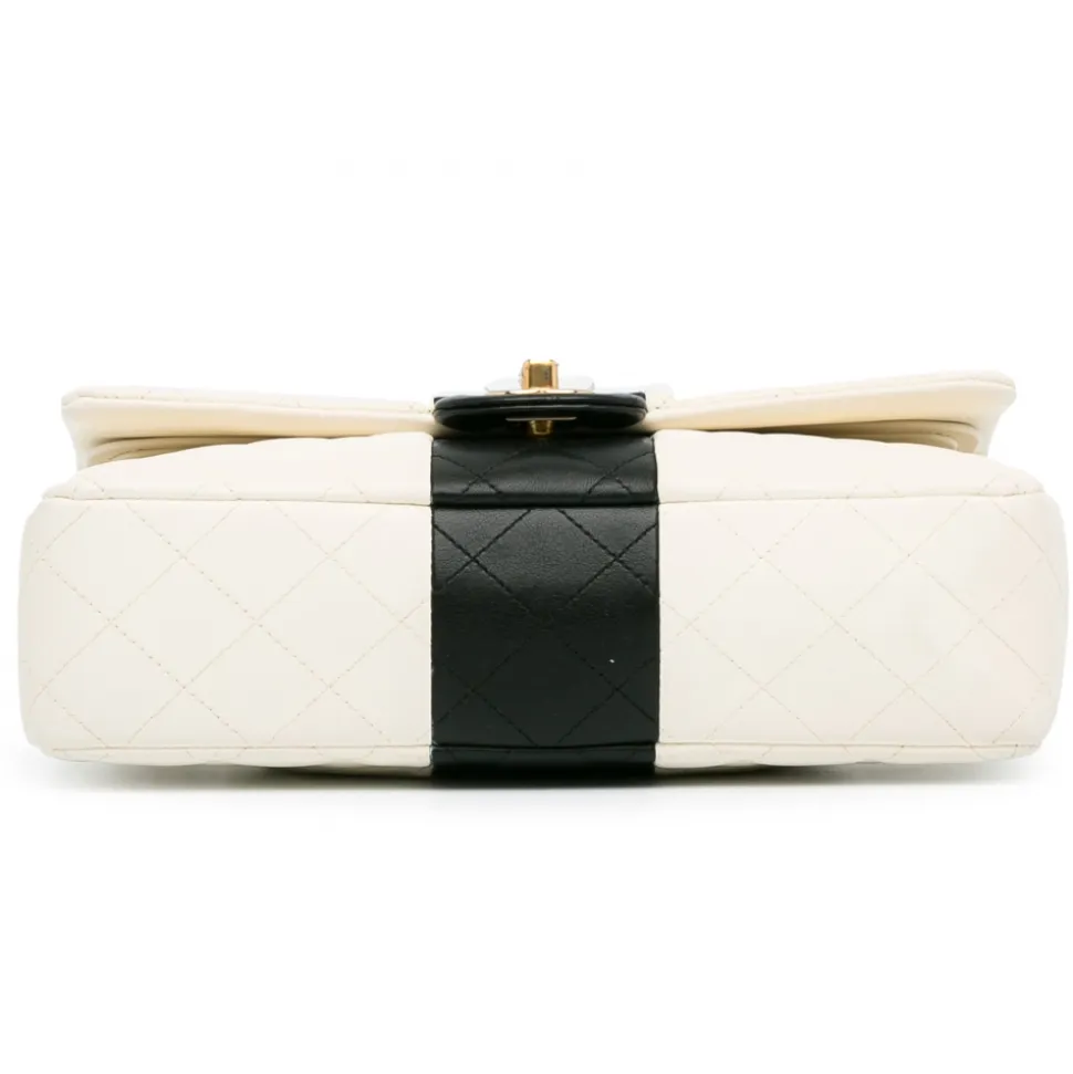 Chanel Vintage - Medium Bi-Stripe Classic Lambskin Double Flap - White - Leather and Lambskin Handbag - Luxury High Quality - Avvenice