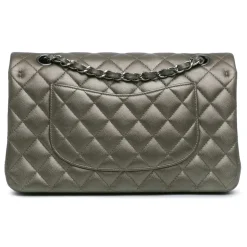 Chanel Vintage - Medium Classic Metallic Caviar Double Flap - Gray - Leather and Lambskin Handbag - Luxury High Quality - Avvenice