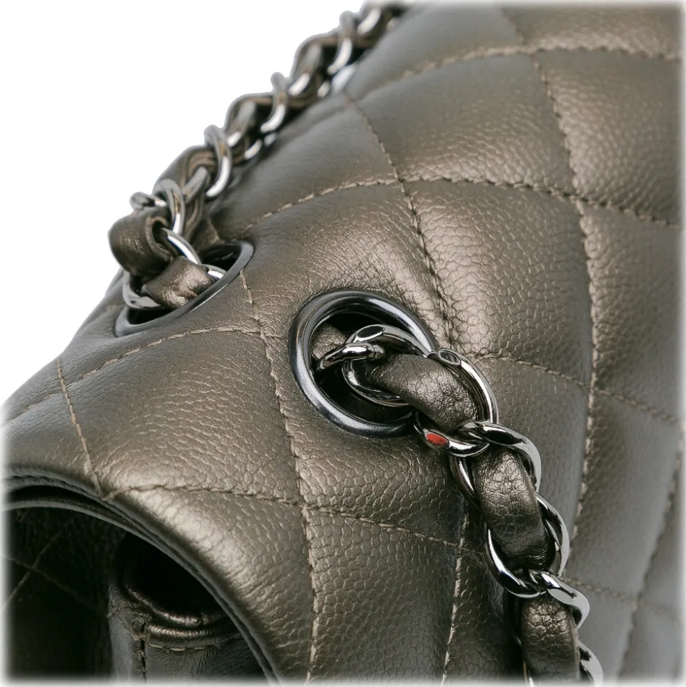 Chanel Vintage - Medium Classic Metallic Caviar Double Flap - Gray - Leather and Lambskin Handbag - Luxury High Quality - Avvenice