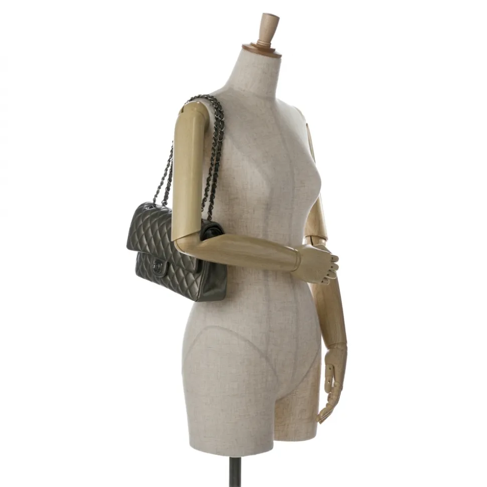 Chanel Vintage - Medium Classic Metallic Caviar Double Flap - Gray - Leather and Lambskin Handbag - Luxury High Quality - Avvenice