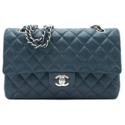 Chanel Vintage - Medium Classic Caviar Double Flap - Blue - Leather and Lambskin Handbag - Luxury High Quality - Avvenice