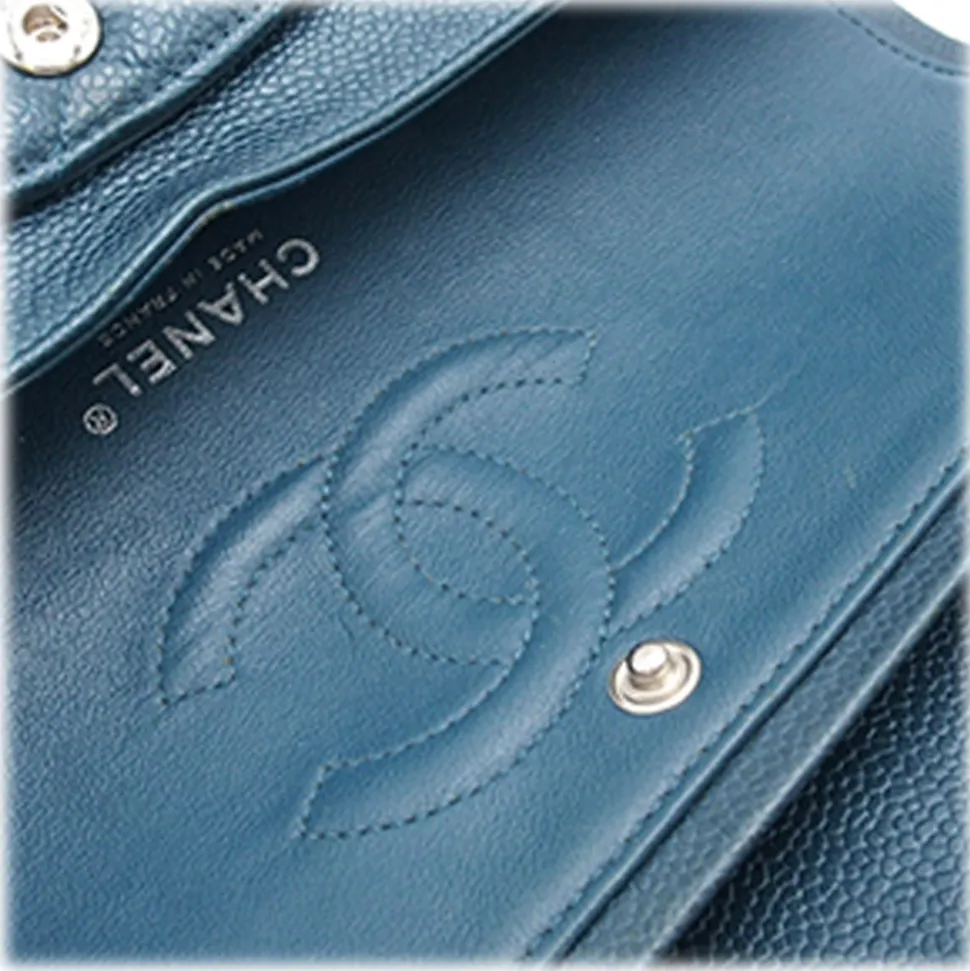 Chanel Vintage - Medium Classic Caviar Double Flap - Blue - Leather and Lambskin Handbag - Luxury High Quality - Avvenice