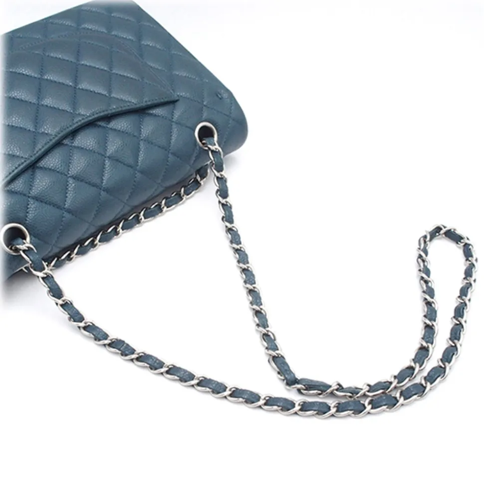 Chanel Vintage - Medium Classic Caviar Double Flap - Blue - Leather and Lambskin Handbag - Luxury High Quality - Avvenice