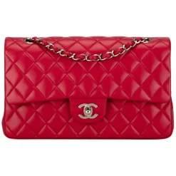 Chanel Vintage - Medium Classic Lambskin Double Flap - Red - Leather and Lambskin Handbag - Luxury High Quality - Avvenice