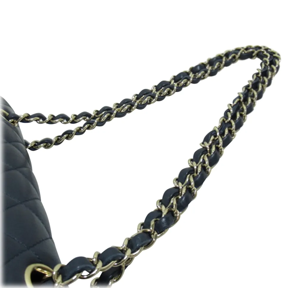 Chanel Vintage - Medium Classic Lambskin Double Flap - Blue - Leather and Lambskin Handbag - Luxury High Quality - Avvenice