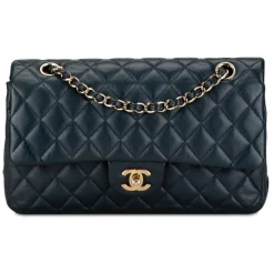 Chanel Vintage - Medium Classic Caviar Double Flap - Blue - Leather and Lambskin Handbag - Luxury High Quality - Avvenice