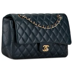 Chanel Vintage - Medium Classic Caviar Double Flap - Blue - Leather and Lambskin Handbag - Luxury High Quality - Avvenice