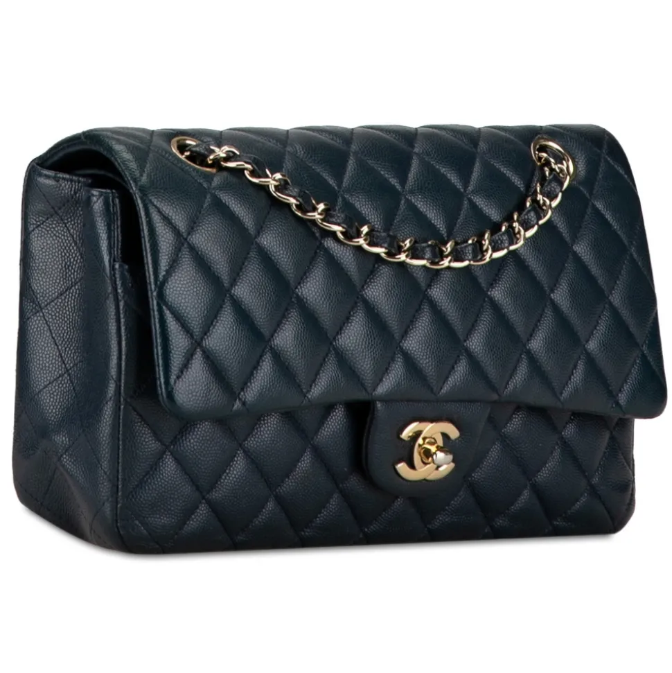Chanel Vintage - Medium Classic Caviar Double Flap - Blue - Leather and Lambskin Handbag - Luxury High Quality - Avvenice