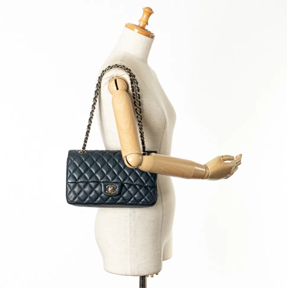 Chanel Vintage - Medium Classic Caviar Double Flap - Blue - Leather and Lambskin Handbag - Luxury High Quality - Avvenice