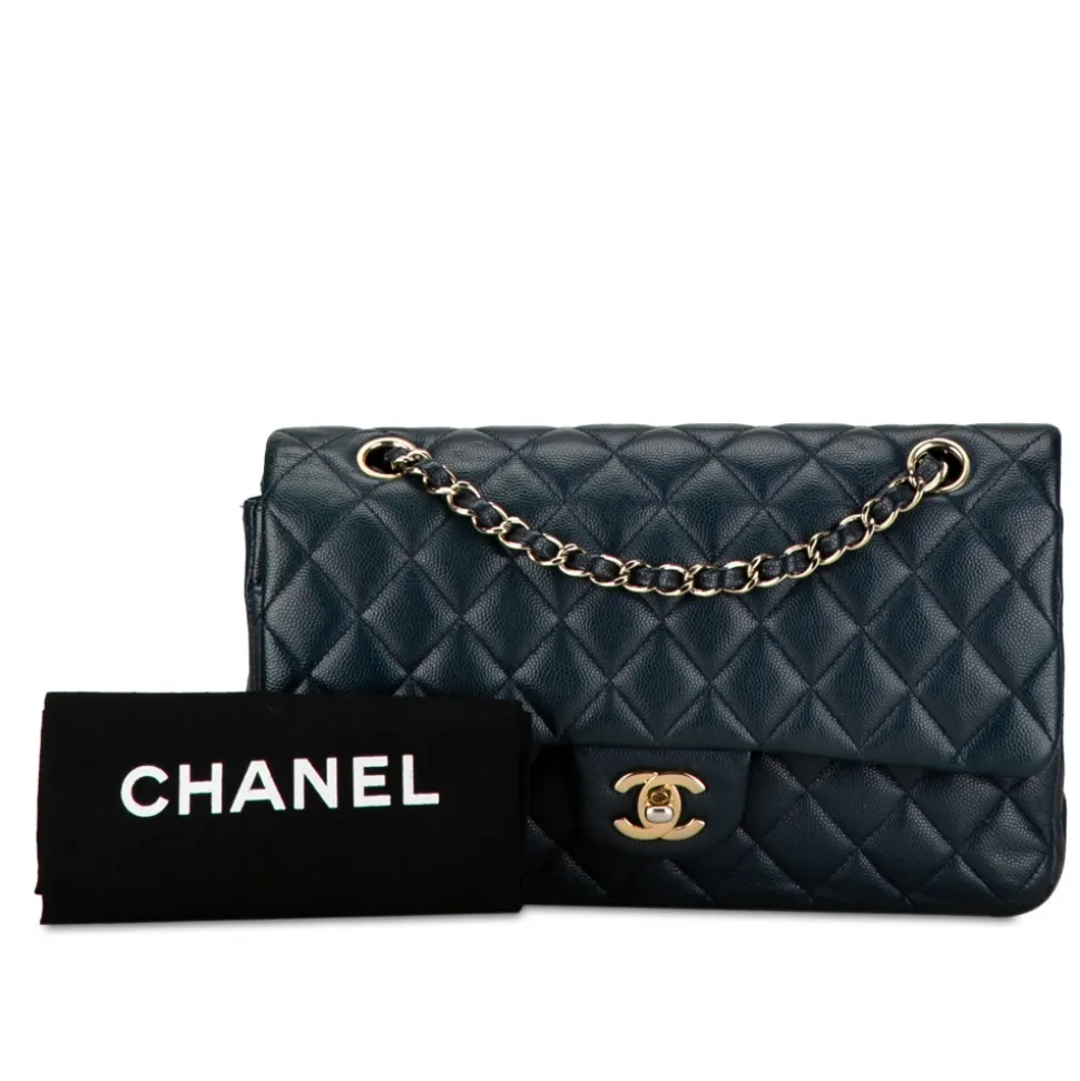 Chanel Vintage - Medium Classic Caviar Double Flap - Blue - Leather and Lambskin Handbag - Luxury High Quality - Avvenice