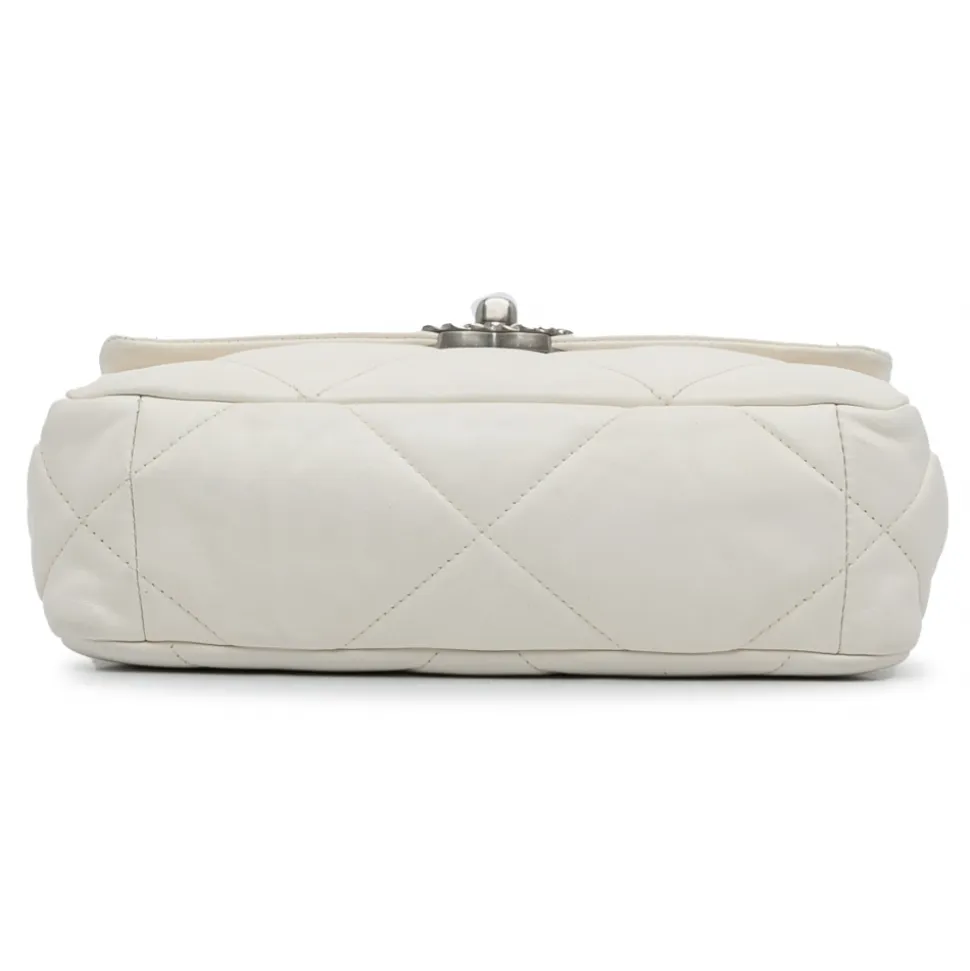 Chanel Vintage - Medium Lambskin 19 Flap - White - Leather and Lambskin Handbag - Luxury High Quality - Avvenice