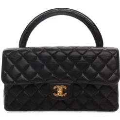 Chanel Vintage - Medium Lambskin Kelly Parent Top Handle Bag - Black - Leather and Lambskin Handbag - Luxury High Quality - Avvenice