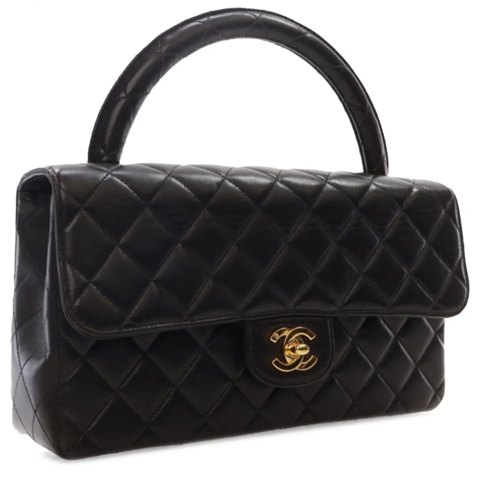 Chanel Vintage - Medium Lambskin Kelly Parent Top Handle Bag - Black - Leather and Lambskin Handbag - Luxury High Quality - Avvenice