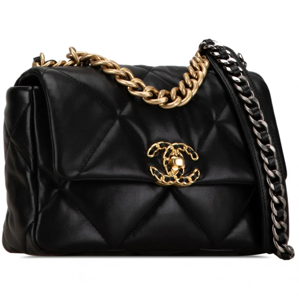 Chanel Vintage - Medium Lambskin 19 Flap - Black - Leather and Lambskin Handbag - Luxury High Quality - Avvenice