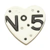 Chanel Vintage - Metal No 5 Heart Brooch - White - Brooch Chanel - Luxury High Quality - Avvenice