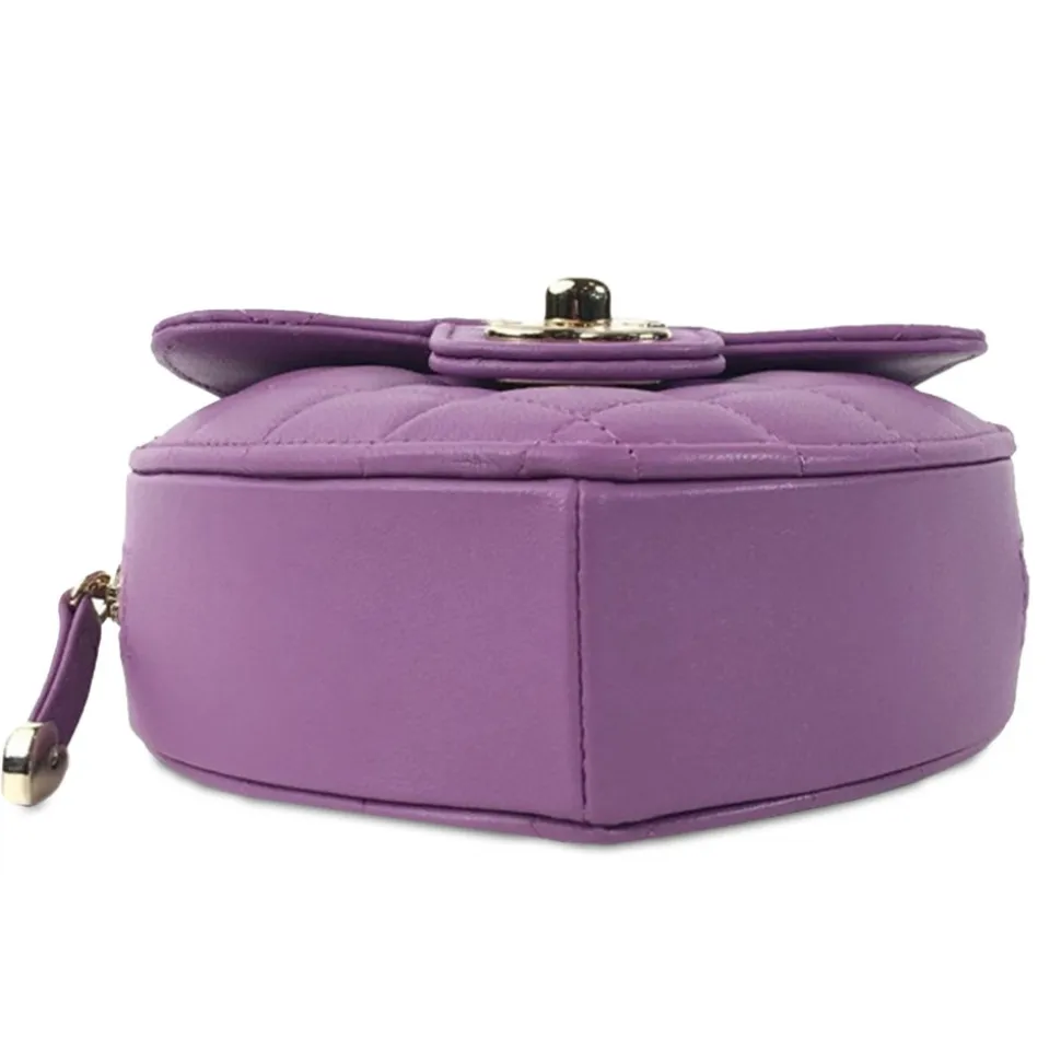 Chanel Vintage - Mini Lambskin CC in Love Heart Crossbody - Purple - Leather and Lambskin Handbag - Luxury High Quality - Avvenice