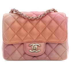 Chanel Vintage - Mini Square Ombre Iridescent Lambskin Flap - Pink - Leather and Lambskin Handbag - Luxury High Quality - Avvenice