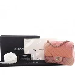 Chanel Vintage - Mini Square Ombre Iridescent Lambskin Flap - Pink - Leather and Lambskin Handbag - Luxury High Quality - Avvenice
