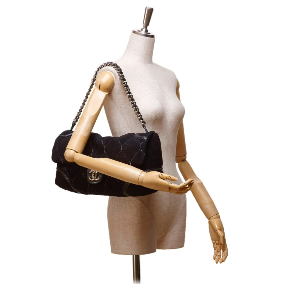 Chanel Vintage - Nubuck Leather Flap Bag - Black - Nubuck Leather Handbag - Luxury High Quality - Avvenice
