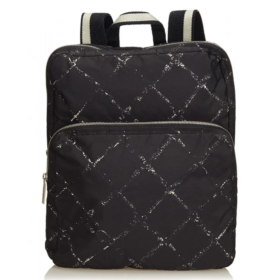 Chanel Vintage - Old Travel Line Backpack - Black - Canvas Backpack - Luxury High Quality - Avvenice